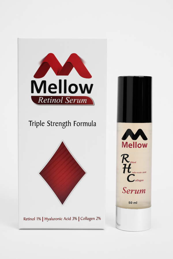 Mellow Retinol Serum – Triple Strength Anti-Aging Formula with 1% Retinol, Collagen & Hyaluronic Acid | Wrinkle Repair & Skin Renewal Serum