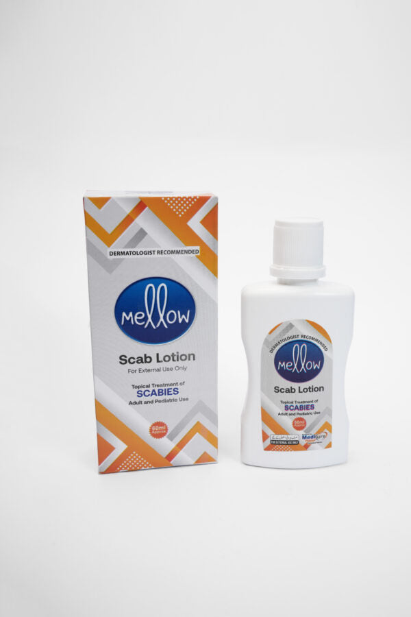 Mellow Scab Lotion – Skin Soothing Care Formula with Permethrin 3% & Sulfur 5% | Targeted Skin Relief Lotion (60ml)