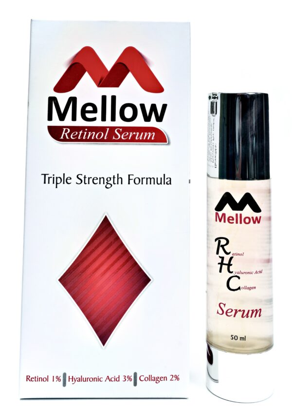 Mellow Retinol Serum – Triple Strength Anti-Aging Formula with 1% Retinol, Collagen & Hyaluronic Acid | Wrinkle Repair & Skin Renewal Serum